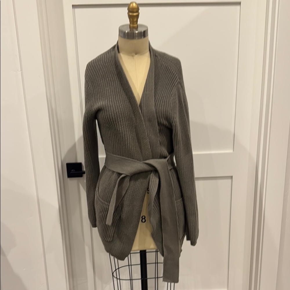 Jenni Kayne Sage Green Belted Cardigan Sweater